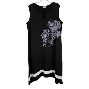 Avenue asymmetric maxi dress women’s 18/20 handkerchief black floral sleeveless
